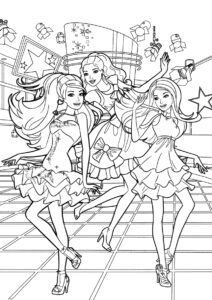 Куклы Барби в торговом центре раскраска распечатать на А4 - Барби