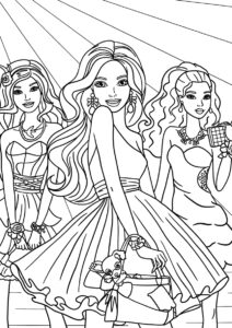 Куклы Барби после шоппинга распечатать разукрашку бесплатно - Барби