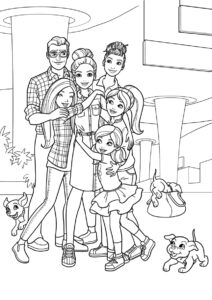 Бесплатная раскраска Семья куклы Барби распечатать и скачать - Барби