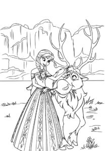 Анна и Свен распечатать раскраску - Холодное сердце