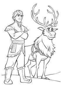 Кристофф и Свен (Холодное сердце) распечатать бесплатную раскраску