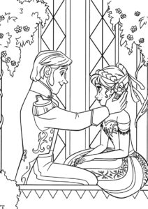 Холодное сердце распечатать раскраску - Ханс ухаживает за Анной