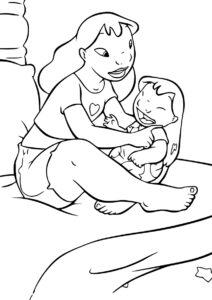 Лило и Нани (Лило и Стич) бесплатная раскраска