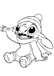 Разукрашка Стич в тёплой одежде распечатать и скачать - Лило и Стич
