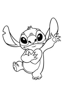 Лило и Стич распечатать раскраску - Стич и сердечко