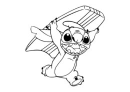 Разукрашка Стич спешит на пляж распечатать на А4 - Лило и Стич