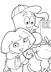 Разукрашка Даша в магазине распечатать и скачать - Даша-путешественница