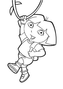 Даша висит на лиане (Даша-путешественница) распечатать разукрашку