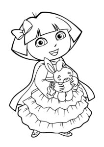 Даша путешественница с плюшевой игрушкой распечатать раскраску - Даша-путешественница