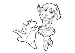 Даша-путешественница распечатать раскраску на А4 - Даша танцует с Исой