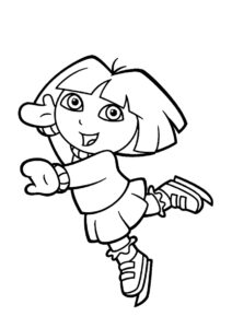 Даша-путешественница на коньках распечатать разукрашку бесплатно - Даша-путешественница