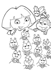 Даша-путешественница бесплатная разукрашка - Забавные жучки