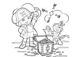 Пиратские сокровища раскраска распечатать и скачать - Даша-путешественница