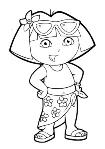 Пляжный наряд Даши-путешественницы распечатать и скачать раскраску - Даша-путешественница