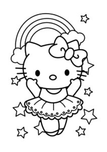 Бесплатная раскраска Балерина Хеллоу Китти распечатать на А4 и скачать - Hello Kitty