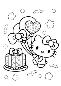 День Рождения Хелло Китти распечатать раскраску - Hello Kitty