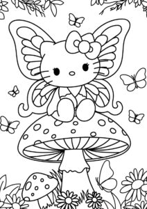 Hello Kitty распечатать раскраску - Лесная Фея