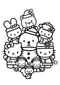 Бесплатная раскраска Рождество с Хеллоу Китти распечатать на А4 и скачать - Hello Kitty