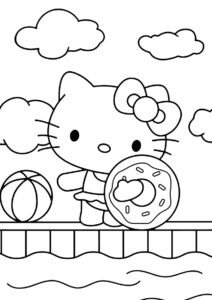 Хелло Китти на море (Hello Kitty) распечатать разукрашку