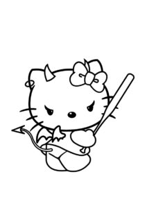 Хеллоу Китти в образе демона раскраска распечатать на А4 - Hello Kitty