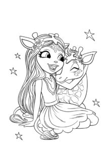 Энчантималс распечатать раскраску - Гризельда Жираффи с питомцем