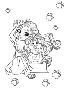 Лиора Лион и Снэззи раскраска распечатать на А4 - Энчантималс