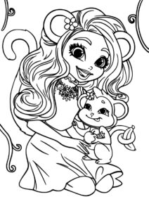 Мерит Манки и обезьянка Компасс (Энчантималс) бесплатная раскраска