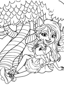 Энчантималс бесплатная раскраска распечатать на А4 - Сейдж Скунси с Кейпером на пляже