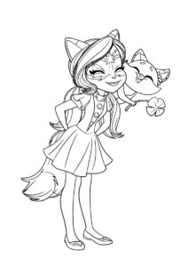 Бесплатная раскраска Фелисити Лис и Флик с цветочком - Энчантималс