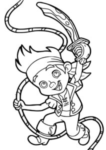 Бесплатная разукрашка для печати и скачивания Веселый пират Джейк - Джейк и пираты Нетландии