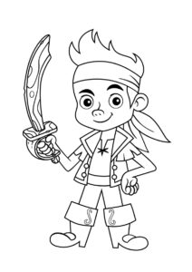 Джейк с пиратской саблей - Джейк и пираты Нетландии бесплатная раскраска
