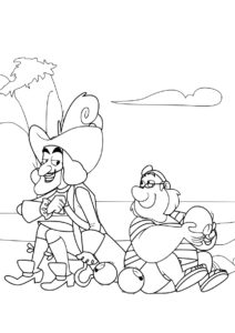 Капитан Крюк и мистер Сми на острове (Джейк и пираты Нетландии) разукрашка для печати на А4