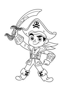 Бесплатная раскраска Отважный пират Джейк распечатать на А4 - Джейк и пираты Нетландии