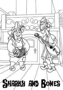 Джейк и пираты Нетландии распечатать раскраску - Шарки и Боунс