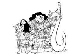 Дружная компания (Моана) бесплатная раскраска на печать