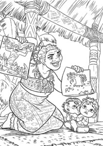 Жуткие истории бабушки Талы - Моана распечатать раскраску на А4