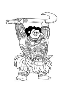 Мауи с крюком раскраска распечатать бесплатно на А4 - Моана