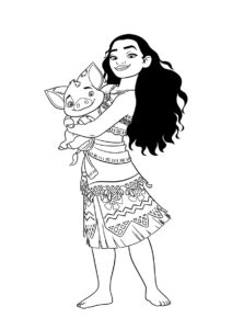 Моана и Пуа раскраска распечатать и скачать - Моана