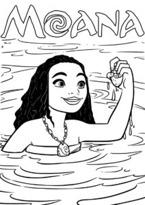 Раскраска Моана и сердце Ти Фити - Моана