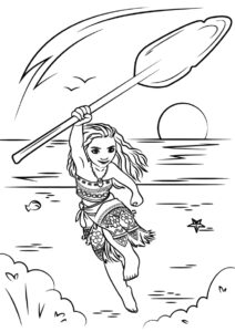 Моана бесплатная раскраска - Моана на острове
