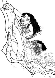 Отважные скалолазы распечатать разукрашку бесплатно - Моана