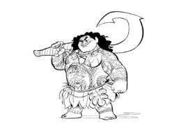 Полубог Мауи (Моана) раскраска для печати и загрузки