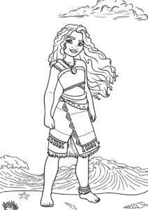 Моана бесплатная разукрашка - Целеустремленная Моана