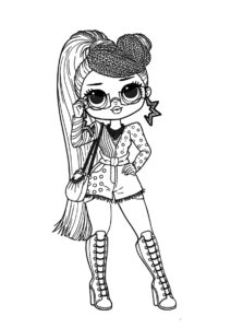 Бесплатная раскраска LOL OMG Куколка в коротких шортах распечатать на А4 и скачать - L.O.L O.M.G