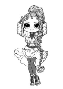 Бесплатная раскраска LOL Кукла с длинной косичкой распечатать на А4 - L.O.L O.M.G