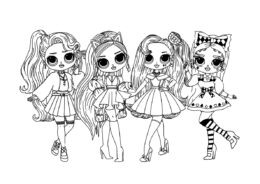 Бесплатная раскраска Компания стильных кукол - L.O.L O.M.G