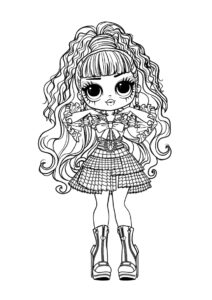 Раскраска Стильная кукла на высоких каблуках распечатать на А4 и скачать - L.O.L O.M.G