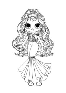 Раскраска Стильная принцесса LOL OMG распечатать на А4 - L.O.L O.M.G