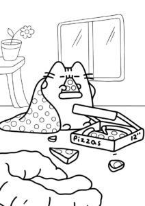 Раскраска Ленивая Пушин распечатать на А4 и скачать - Pusheen Cat