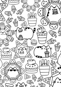 Раскраска Любимая вкуснятина распечатать на А4 - Pusheen Cat
